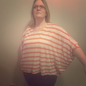 Orange and white poncho top